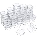 SATINIOR 48 Packs Clear Small Plastic Containers Transparent Storage Box with Hinged Lid for Small Items Crafts Jewelry (2.12 x 2.12 x 0.79 Inches)