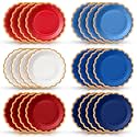 48 Pcs 4th of July Paper Plates 9 Inch Red White and Blue Scalloped Paper Disposable Dinner Dessert Plates for Independence Day 250th Anniversary Party Birthday Wedding Decoration, 6 Colors