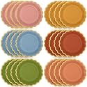 48 Pcs Bright Wildflower Color Paper Plates 9 Inch Scalloped