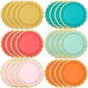 48 Pcs Colorful Coral Paper Plates 9 Inch Scalloped