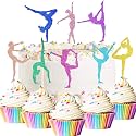48 Pcs Gymnastics Cupcake Toppers Glitter Gymnastics Birthday Party Favors