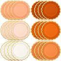 48 Pcs Orange Paper Plates 9 Inch Scalloped Fall Party Supplies