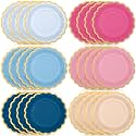 48 Pcs Pink and Blue Paper Plates 9 Inch Scalloped