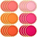 48 Pcs Pink and Orange Paper Plates 9 Inch Scalloped