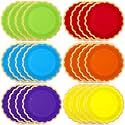 48 Pcs Rainbow Paper Plates 9 Inch Colorful Scalloped Paper Disposable Dinner Dessert Plates for Birthday Wedding Bridal Party Supplies, 6 Colors