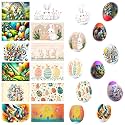 48 Pieces Thermo Heat Sleeves Easter Eggs Wraps Decorative Egg Easter Bunny and Chick Pattern Decoration Film Pysanky Shrink Wraps Pysanka Heat Shrink Easter Egg Decorating Egg Stickers (Large(set3))