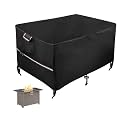 48 x 28 Inch Rectangular Fire Pit Cover for 45-48 Inch Outdoor Gas Fire Pit Tables, Waterproof 600D Heavy Duty Patio Firepit Table Cover UV Resistance, Black