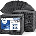 480 Pack Disposable Dental Bibs 13"x18", 3-Ply Waterproof Tattoo Bibs Sheet for Nail Salon, Dental Clinic, Feeding, Tattoo Shop (Black)