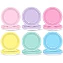 48Pcs Pastel Party Plates Spring Pastel Party Supplies 7" Pastels Paper Plates Disposable Rainbow Parties Decoration for Easter Wedding Colorful Dessert Plate Tableware Birthday Baby Shower Supplies