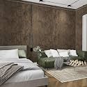 48x354in Extra Wide Concrete Wallpaper Peel and Stick Dark Brown Cement Countertop Contact Paper Waterproof Vinyl Wrap Matte Thick Bubble-Free Design Self-Adhesive Wall Sticker Retro Industrial Style