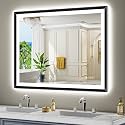 48x36 LED Bathroom Mirror with Lights, Black Lighted Mirror