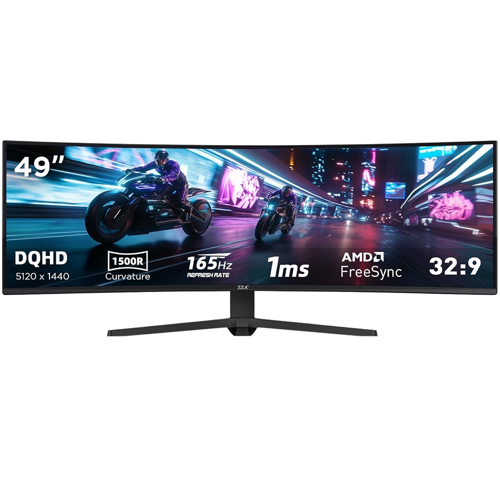 49 Inch Ultrawide Curved Gaming Monitor, Dual QHD 5120x1440 32:9, 165Hz ...