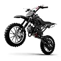 49cc Kids Dirt Bike, 2 Stroke Gas Dirt Bike for Kids 8-14 with Front Rear Disc Brakes, 10 Inch Off-Road Tires, Shock Absorption, Seat Height 23.6in, Max Speed 25mph, 2026 Upgraded, Black