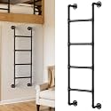 4FT Bunk Bed Ladder,4-Rung 330LBS Load Wall Mounted RV Bunk Ladder,Heavy Duty Metal Step Ladder for Home,Loft,Basement Window Well Egress,Fire Emergency Escape,Black