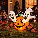 4FT Inflatable Halloween Decoration Outdoor, Blow Pumpkin Spider Yard Decor