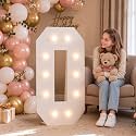 4FT Marquee Number 0 Warm Light Quick Setup Birthday Decorations