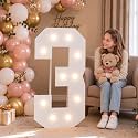4FT Marquee Number 3 Warm Light Quick Setup Birthday Decorations