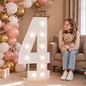 4FT Marquee Number 4 Warm Light Quick Setup Birthday Decorations