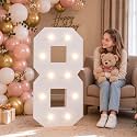 4FT Marquee Number 8 Warm Light Quick Setup Birthday Decorations