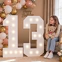 4FT Marquee Numbers 13 Warm Light Quick Setup Birthday Decorations