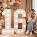 4FT Marquee Numbers 16 Warm Light Quick Setup Birthday Decorations