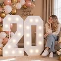 4FT Marquee Numbers 20 Warm Light Quick Setup Birthday Decorations