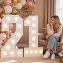 4FT Marquee Numbers 21 Warm Light Quick Setup Birthday Decorations