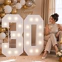 4FT Marquee Numbers 30 Warm Light Quick Setup Birthday Decorations