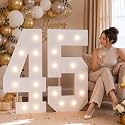 4FT Marquee Numbers 45 Warm Light Quick Setup Birthday Decorations