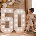 4FT Marquee Numbers 50 Warm Light Quick Setup Birthday Decorations