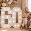 4FT Marquee Numbers 60 Warm Light Quick Setup Birthday Decorations