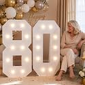 4FT Marquee Numbers 80 Warm Light Quick Setup Birthday Decorations