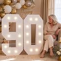4FT Marquee Numbers 90 Warm Light Quick Setup Birthday Decorations