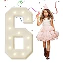 4FT Marquee Numbers, Large Light Up Numbers 6 for 6th 16th 60th Birthday Party Decorations, Giant Light Up Number for 2026 Graduation Prom Decor, 4 Feet Number 6 w/Lights DIY Kit