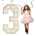 4FT Marquee Numbers, Large Light Up Numbers 3 for 3rd 13th 23th Birthday Party Decorations, Giant Light Up Number for Anniversary Decor, 4 Feet Mosaic Number 3 with LED Lights DIY Kit