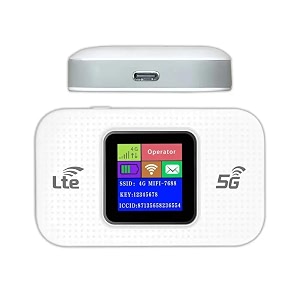 4glte wireless dongle with 5g all sim network support with lcd display  plug amp play with up to 300mbps wifi hotspot router 3000mah rechargeable battery  up to 10 devices for laptoptablet