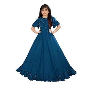 Girls Rayon Calf Length Dress
