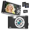 4K Digital Camera for Photography 48MP Dual Lens Autofocus 16X Zoom, Black