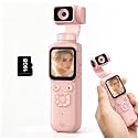 4K Pocket Vlogging Camera with 330° Rotating Lens, Face Tracking - Pink