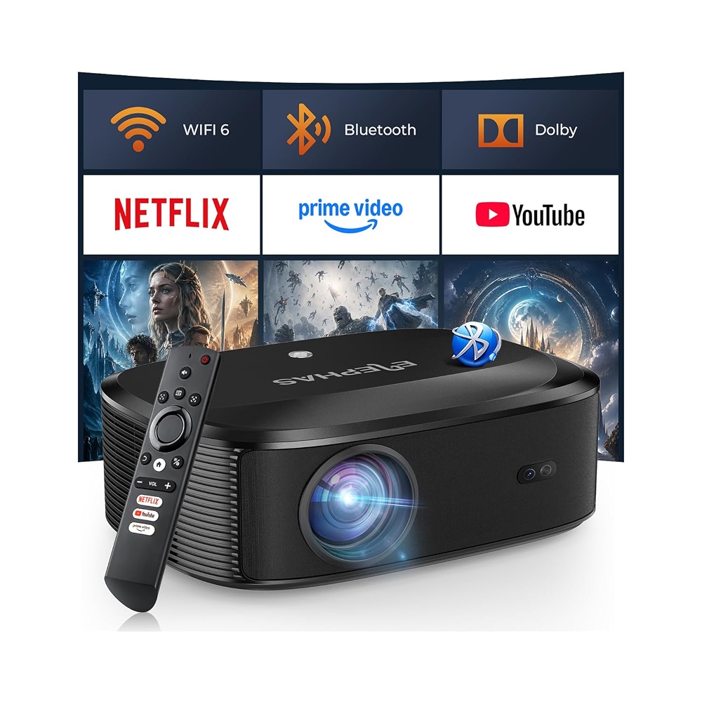 4K Projector with WiFi and Bluetooth - 3000 ANSI Lumens, ELEPHAS ...
