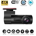4K WiFi Dash Camera for Cars, Ultra HD Front Car Camera Recorder, Night Vision, G-Sensor, Loop Recording, Parking Monitor, Motion Detection, App Control, Supports Screenless Design