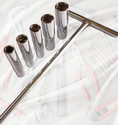 4MECH T handle + 5 Long Sockets, 1/4 T-Handle with 8mm, 9mm, 10mm, 11mm and 12mm Long Socket Set