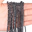 4mm 90pcs Natural Black Hematite Stone Beads, Songxi Small Faceted Round Loose Gemstone Beads for Jewelry Making, DIY Art and Craft, Bracelet for Necklace