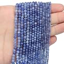 4mm 90pcs Natural Blue Aventurine Stone Beads, Songxi Small Faceted Round Loose Gemstone for Jewelry Making, DIY Art and Craft, Bracelet Necklace (1 Strand)