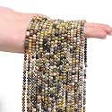 4mm 90pcs Natural Bumblebee Jasper Stone Beads, Songxi Small Faceted Round Loose Gemstone Beads for Jewelry Making, DIY Art and Craft, Bracelet Beads for Necklace (1 Strand)