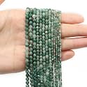 4mm 90pcs Natural Emerald Stone Beads, Songxi Small Faceted Round Loose Gemstone Beads for Jewelry Making, DIY Art and Craft, Bracelet Beads for Necklace (1 Strand)