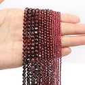 4mm 90pcs Natural Garnet Stone Beads, Songxi Small Faceted Round Loose Gemstone Beads for Jewelry Making, DIY Art and Craft, Bracelet Beads for Necklace (1 Strand)