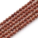 4mm 90pcs Natural Golden Sandstone Beads, Songxi Small Faceted Round Loose Gemstone for Jewelry Making, DIY Art and Craft, Bracelet Necklace (1 Strand)