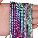 4mm 90pcs Natural Gradient Colorful Hematite Stone Beads, Songxi Small Faceted Round Loose Gemstone Beads for Jewelry Making, DIY Art and Craft, Bracelet for Necklace