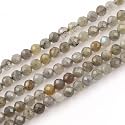 4mm 90pcs Natural Gray Labradorite Stone Beads, Songxi Small Faceted Round Loose Gemstone for Jewelry Making, DIY Art and Craft, Bracelet Necklace (1 Strand)